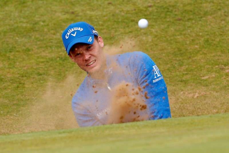 Golf- British Open- practice round- Royal Troon Scotland Britain- 12/07/2016. Danny Willett of England hits out of a bunker on the eighth hole. REUTERS  Craig Brough