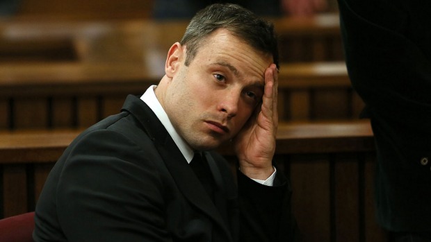 Oscar Pistorius at the end of the fourth day of his previous sentencing proceedings