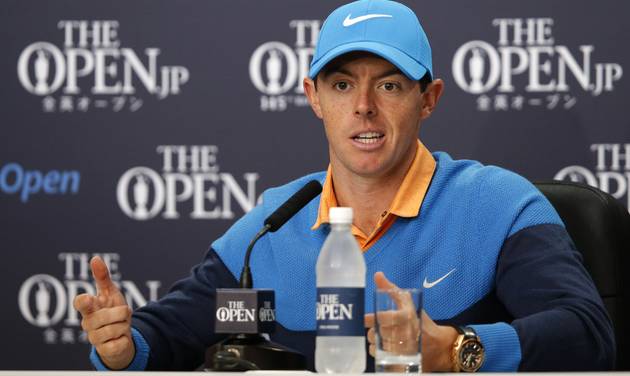 Rory Mc Ilroy of Northern Ireland speaks at a press conference for the British Open Golf Championships at the Royal Troon Golf Club in Troon Scotland Tuesday