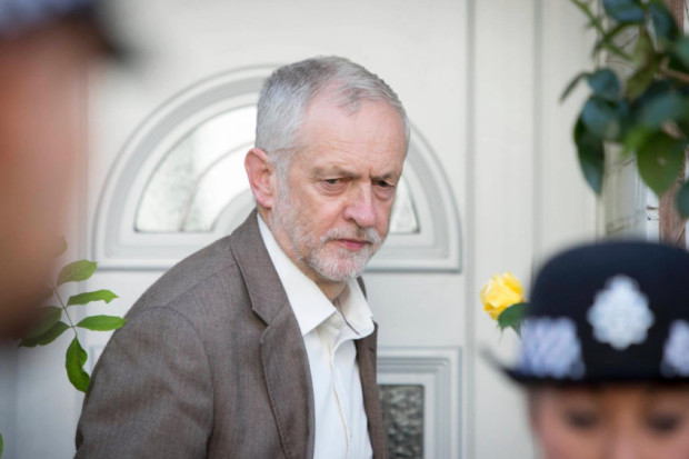 Labour leader Jeremy Corbyn leaves his home ahead of the vote of no confidence. Pic PA