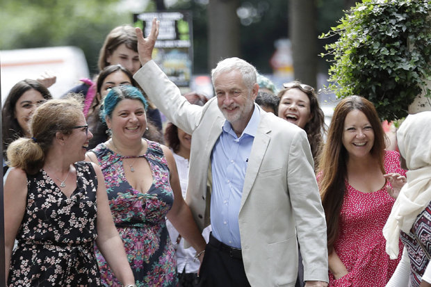 Peter Macdiarmid  LNP    
     HOLDING ON Jeremy Corbyn arrives to launch his Labour leadership campaign in London