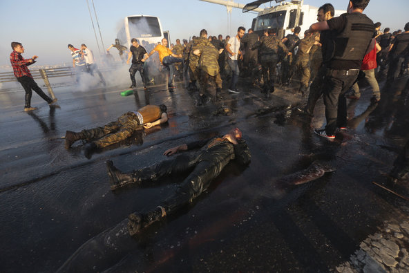 Bodies on the Bosporus Bridge in Istanbul on Saturday