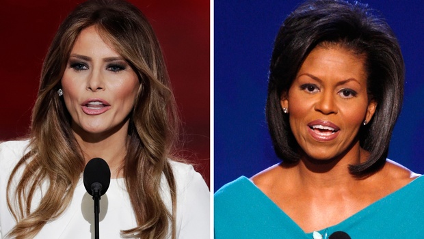 From left Melania Trump and Michelle Obama