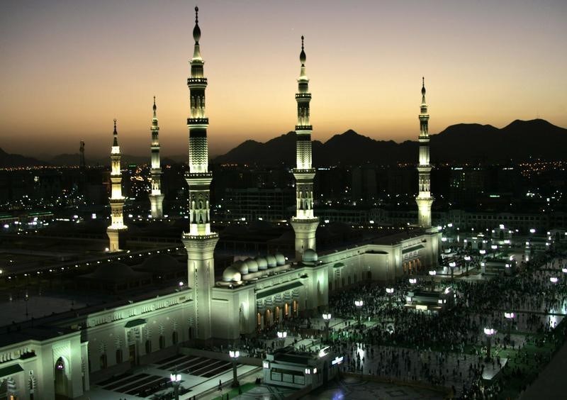 Pilgrims are seen at Prophet Mohammad's Mosque in the holy city of Medina