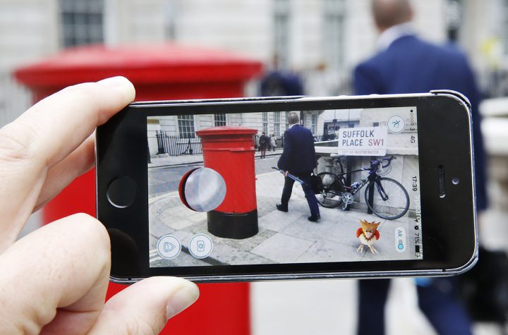 A Spearow a Pokemon character appears in a London street during a game of Pokemon Go a mobile game that has become a global phenomenon