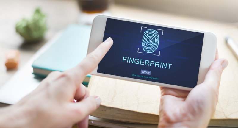 Image Smart phone displays fingerprint prompt