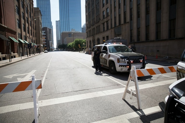 Police maintain roadblocks around downtown Dallas