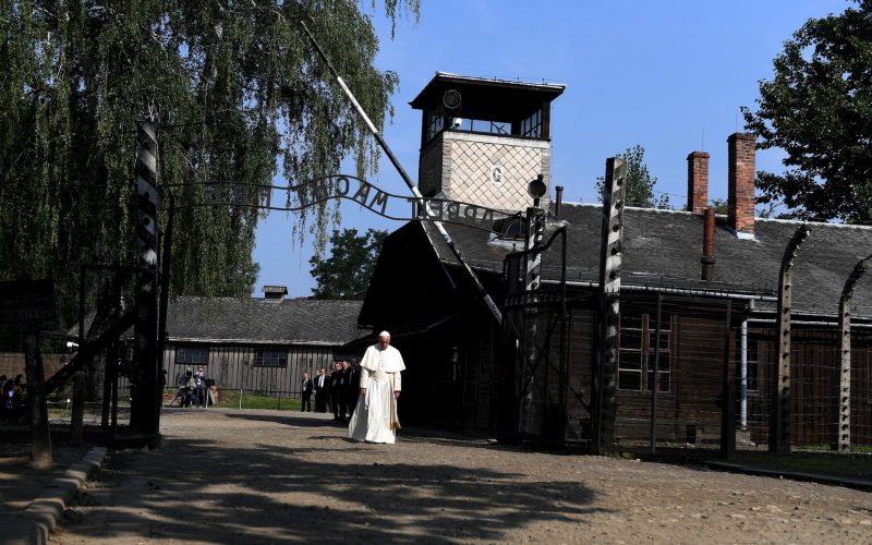 Pope's silent prayers as he visits Nazi death camp