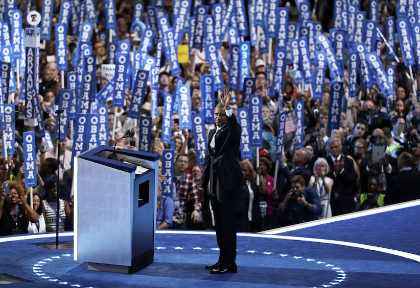 President Barack Obama takes the stage during the third day of the Democratic National Convention Wednesday