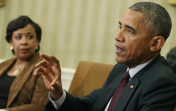 President Barack Obama speaks to the media after meeting with Attorney General Loretta Lynch