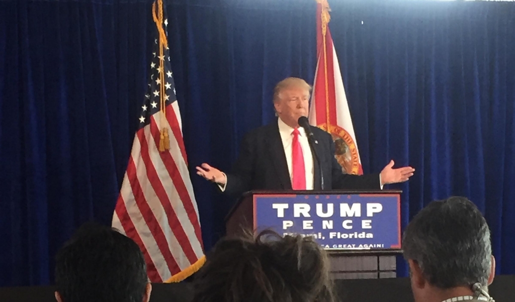 Presidential nominee Donald Trump spoke for an hour to reporters at the Trump National Doral resort Wednesday morning