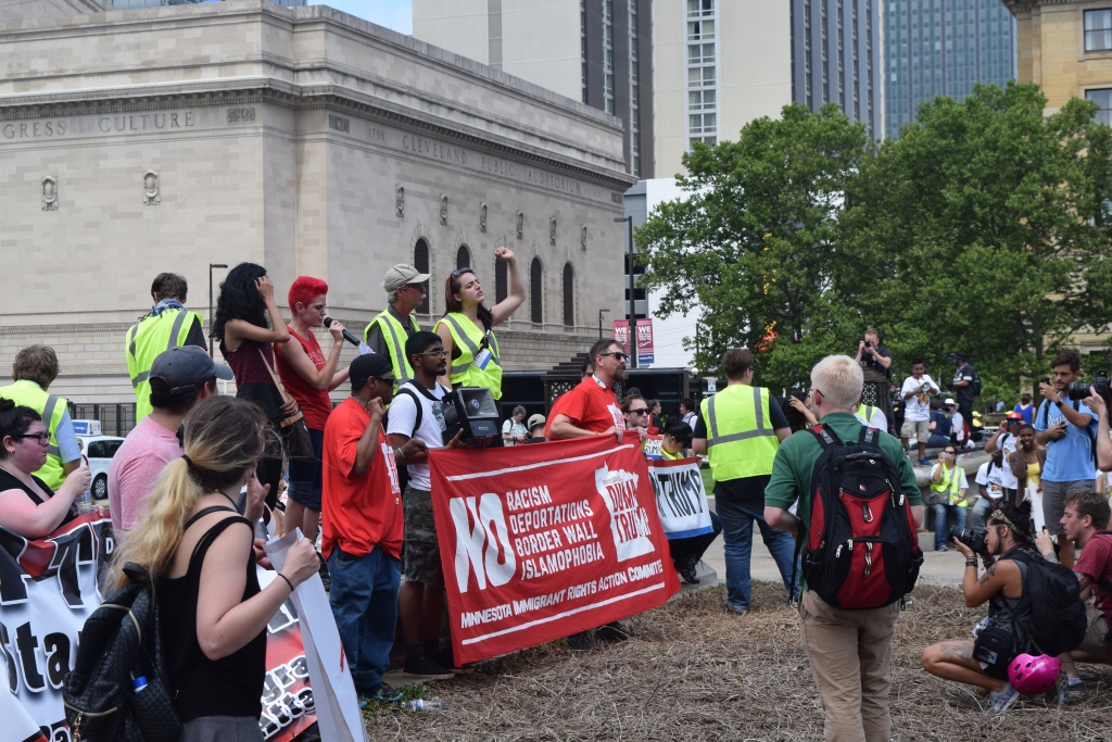 Protesters rallied in the square after the march