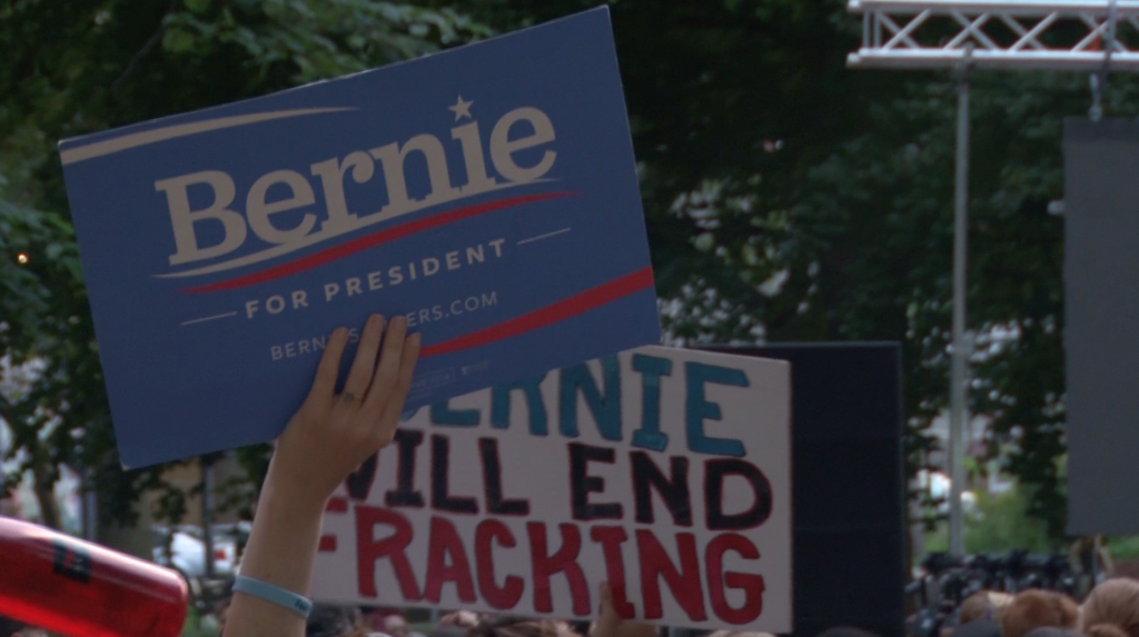 Protesters supporting Bernie Sanders are making their presence known in Philadelphia