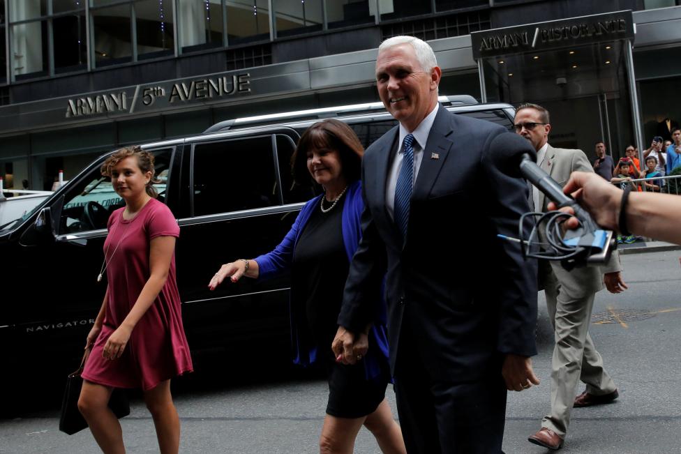 Indiana Governor Mike Pence arrives at Trump Tower in Manhattan New York U.S