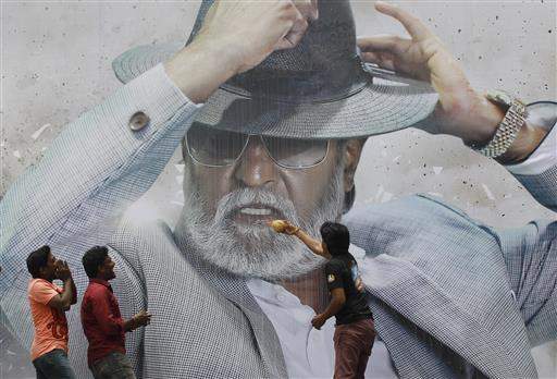 Crowds cheer Indian superstar Rajnikanth's latest film