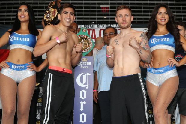 Reigning champion Leo Santa Cruz and challenger Carl Frampton