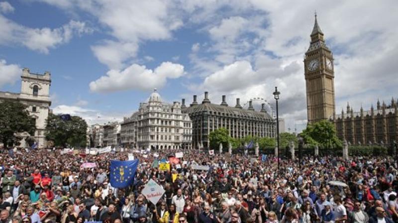 'Remain supporters demonstrate in Parliament Square London