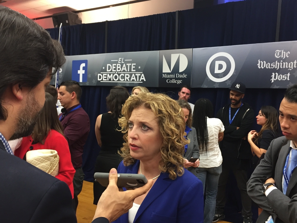 Representative Debbie Wasserman Schultz in the Spin Room following the Univision Democratic Debate in Miami FL