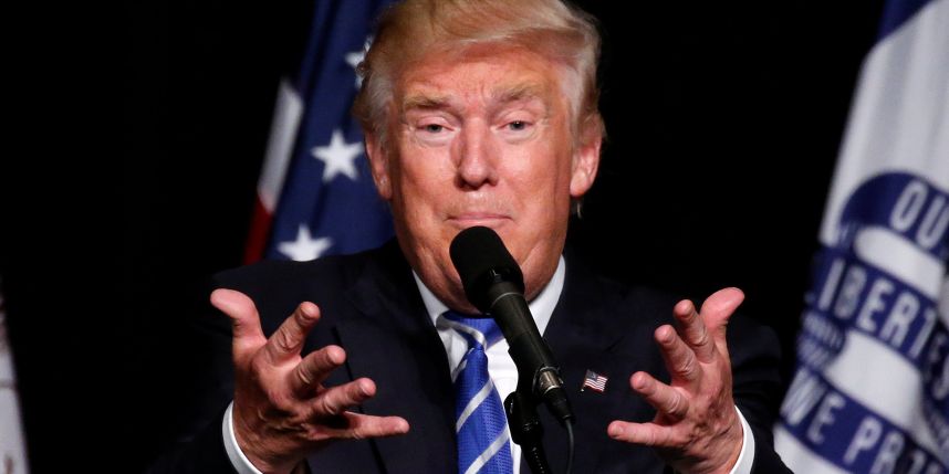 Republican presidential nominee Donald Trump speaks during a campaign rally in Cedar Rapids Iowa on July 28