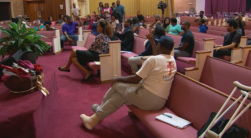 Residents met with members of the Dallas Police Association to talk about a future protest three weeks after the deadly ambush