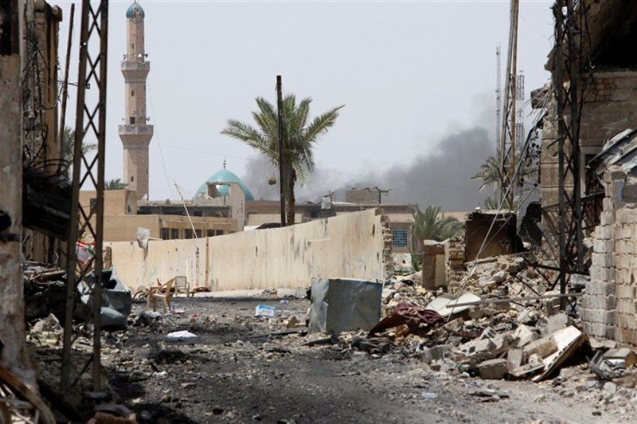 A view of a street in Falluja Iraq after government forces recaptured the city from Islamic State militants