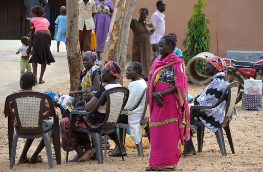 Women displaced in recent fighting camp at the Anglican church compound in Juba South Sudan