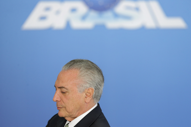 Brazil's acting President Michel Temer attends a ceremony on student financing at the Planalto presidential palace