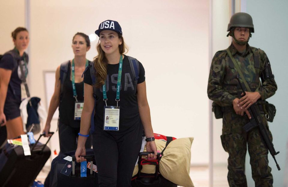 Members of the U.S. Olympic team arrive