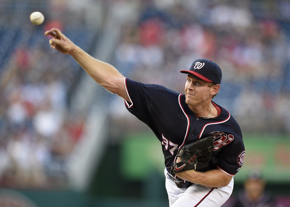 Washington Nationals starting pitcher Stephen Strasburg won his 16th consecutive decision on Friday night a streak dating to last season that set a franchise record for starting pitchers