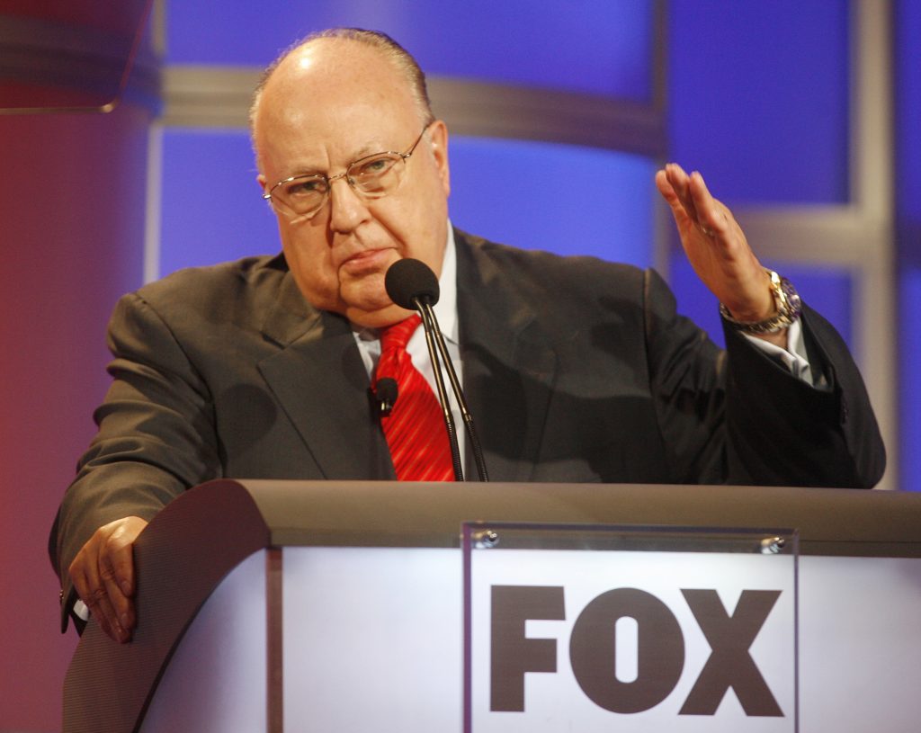 Roger Ailes chairman and CEO of Fox News and Fox Television Stations answers questions during a panel discussion at the Television Critics Association summer press tour in Pasadena California