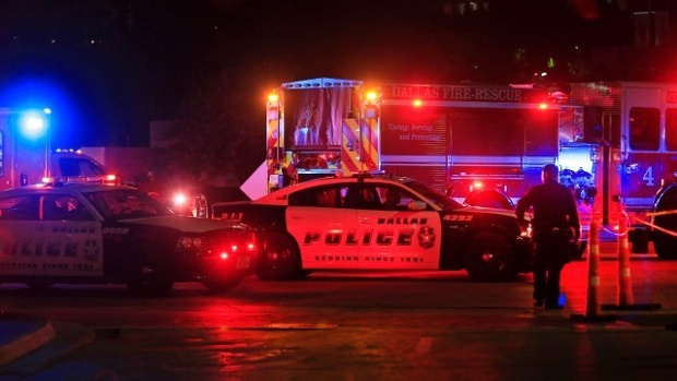 Dallas police car after shooting