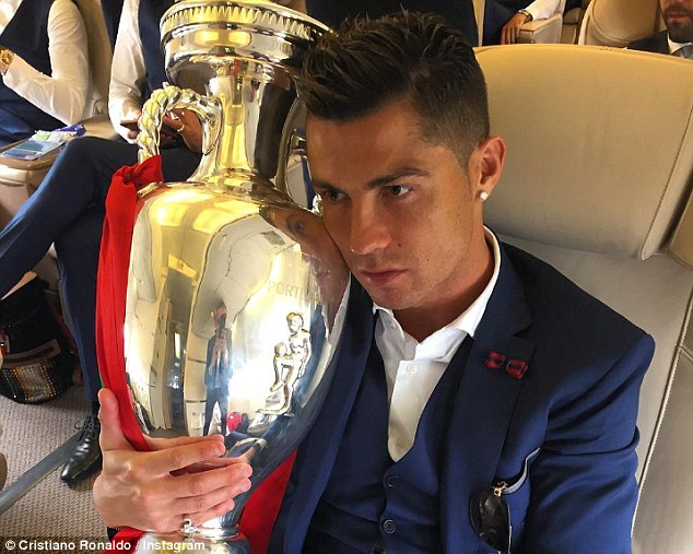 Cristiano Ronaldo Lifting Euro Cup 2016 Trophy Top Moment on Facebook