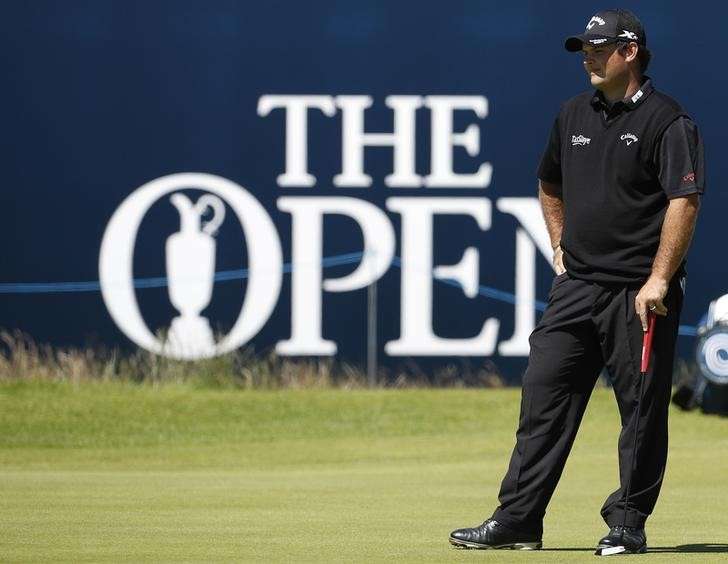 Golf-British Open- Patrick Reed of the U.S. lines up a putt on the18th green during the first round- Royal Troon Scotland Britain- 14/07/2016. REUTERS  Craig Brough