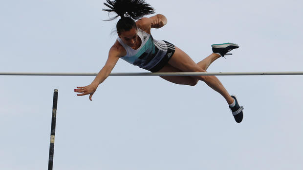 Russia's Yelena Isinbayeva clears the bar in a pole vault event June 21. REUTERS  Sergei Karpukhin