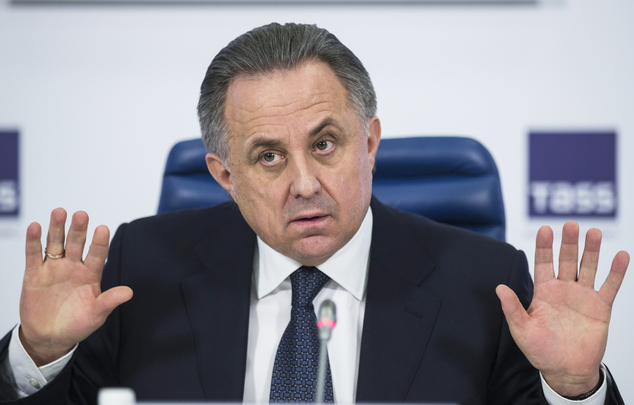 Vitaly Mutko gestures during a news conference in Moscow Russia. On Monday