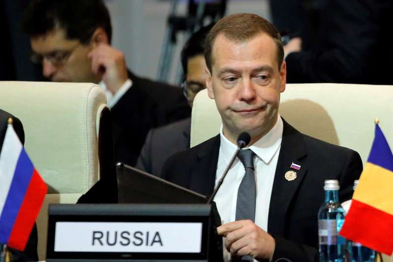 Russia's Prime Minister Dmitry Medvedev attends the opening session of the Asia Europe Meeting summit in Ulaanbaatar Mongolia