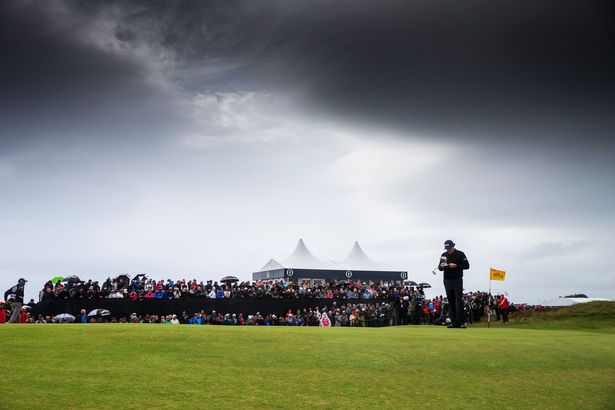 Dark skies at Troon over Phil Mickelson on the 12th green