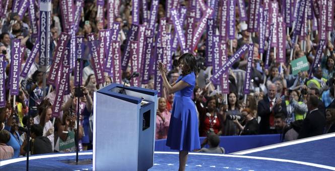 DNC Monday FLOTUS Steals the Show Then Rumpled Socialist Basks in Adulation