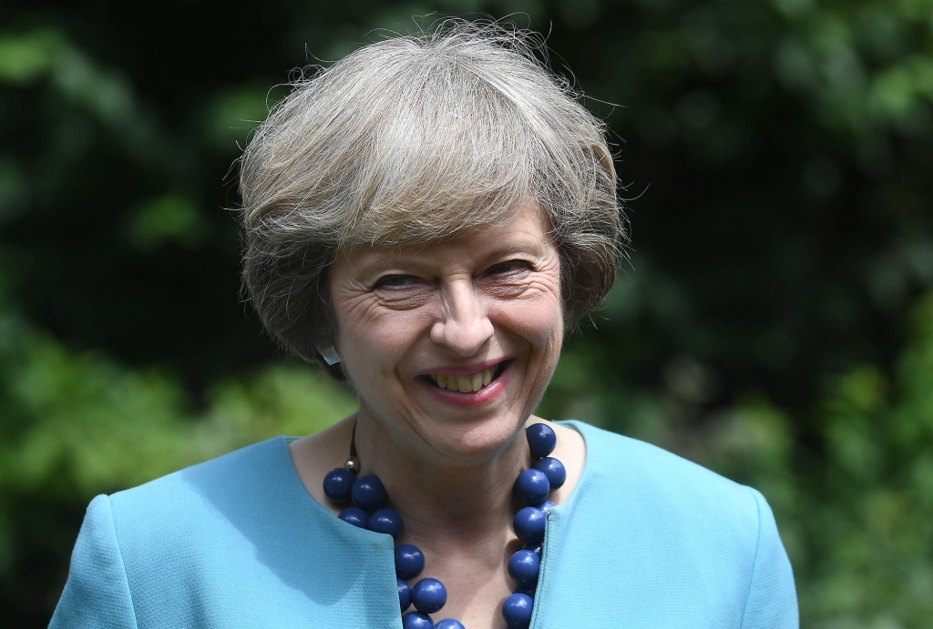 Britain's Prime Minister Theresa May attends a reception for the Police Bravery Awards in Downing Street London Thursday