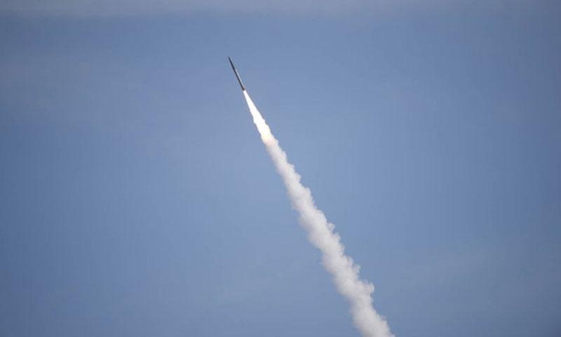 A Terminal High Altitude Area Defense or THAAD interceptor is launched from a THAAD battery on Wake Island during a test in 2015. During the test the THAAD system successfully intercepted two air-launched ballistic missile targets. (Ben Listerman  Miss