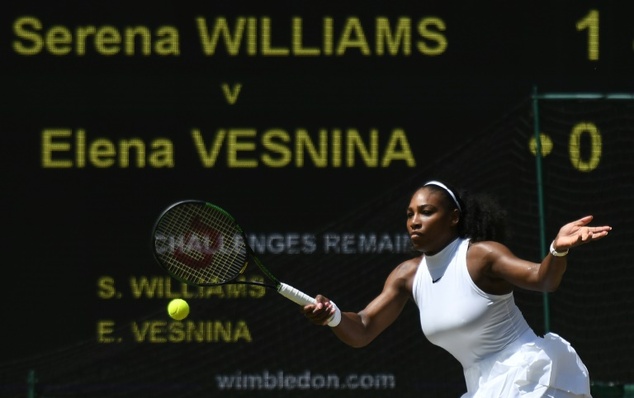 Serena Williams reached her ninth Wimbledon final with victory against Elena Vesnina