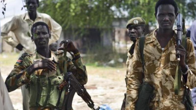 South Sudanese government soldiers patrol in Bentiu town South Sudan