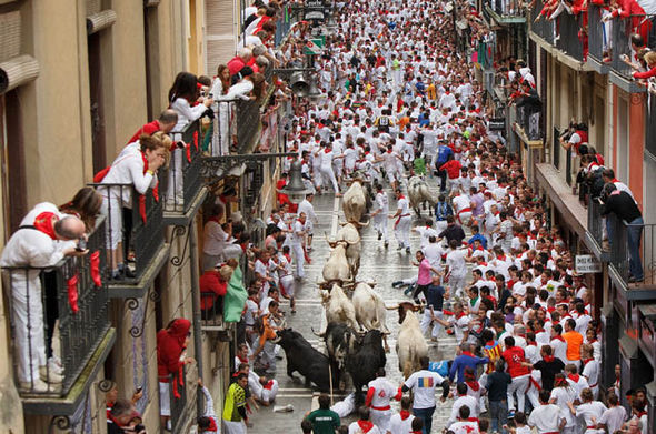 Spanish bullfighter Lopez Simon prepares prior to entering the bullring to perform with a Jandilla fighting bull during at the San Fermin Festival in Pamplona northern Spain Monday