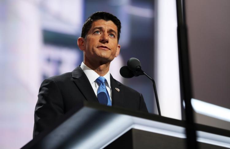 Speaker of the House Paul Ryan addresses the delegates