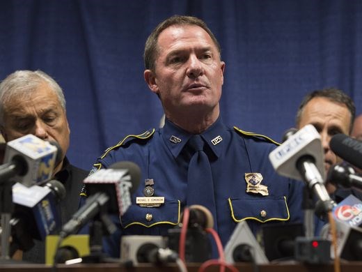 State Police Supt. Mike Edmonson addresses the media