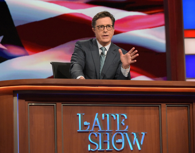 Stephen Colbert host of'The Late Show with Stephen Colbert' appears during a broadcast in New York. Lawyers