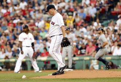 Steven Wright didn't have it Tuesday as he allowed eight runs in taking a no-decision