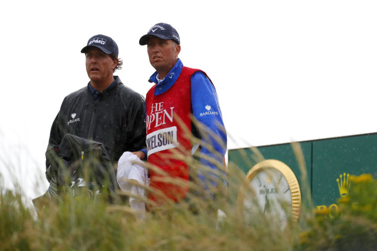 Stormriders Phil Mickelson and caddie Jim Mc Kay plot a way through the hooley