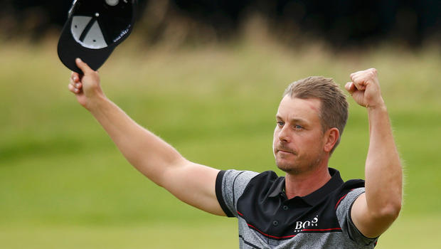 Sweden's Henrik Stenson celebrates after winning the British Open golf championship at Royal Troon Scotland