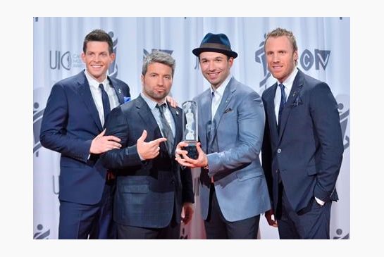 The Tenors pose with the Juno after winning for Adult Contemporary Album of the Year during the 2013 Juno Gala Dinner and Awards in Regina on Saturday